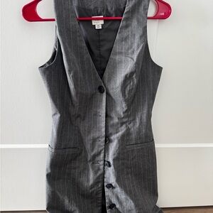 Gray Pinstripe Vest Dress